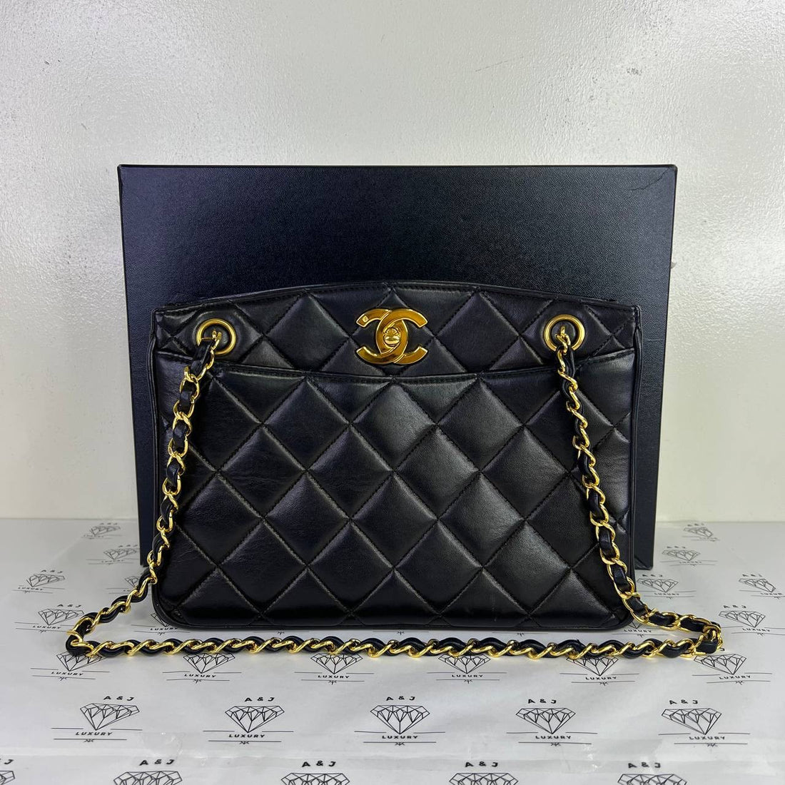 [PRE LOVED] Chanel Vintage Tote Bag in Black Lambskin 24K Gold HW (Series 3)