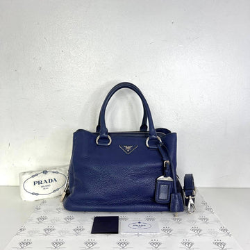 [PRE LOVED] Prada BN2583 Top Handle in Inchiostro Vitello Daino Leather SHW