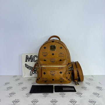 [PRE LOVED] MCM Mini Stark Backpack in Cognac GHW