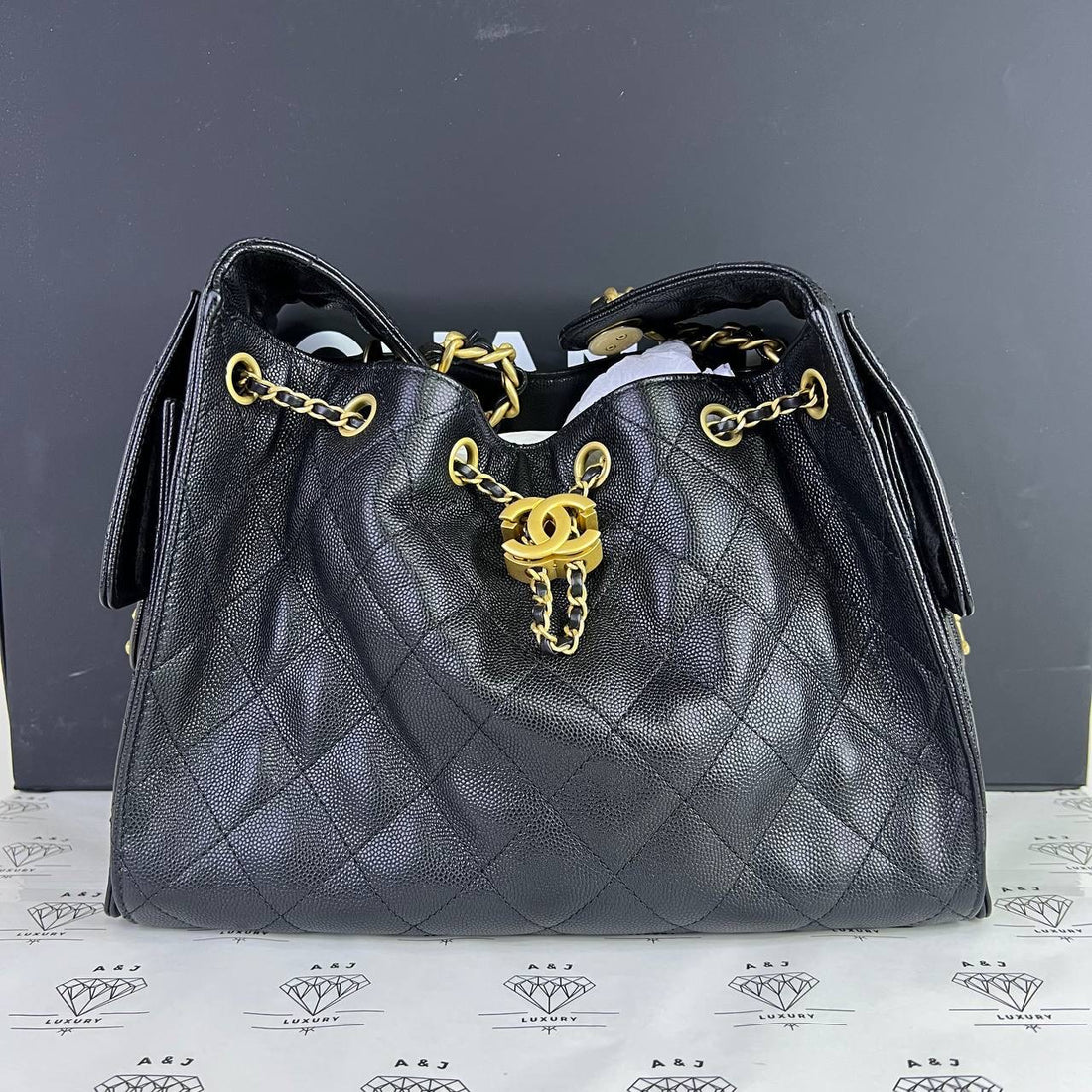 [PRE LOVED] Chanel Small C25 in Black Caviar Leather GHW (microchipped)