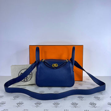 [PRE LOVED] Hermes Mini Lindy in Blue Clemence Leather GHW (Stamp Z - 2021)