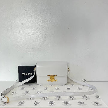 [PRE LOVED] Celine Teen Triomphe in White Calfskin Leather GHW