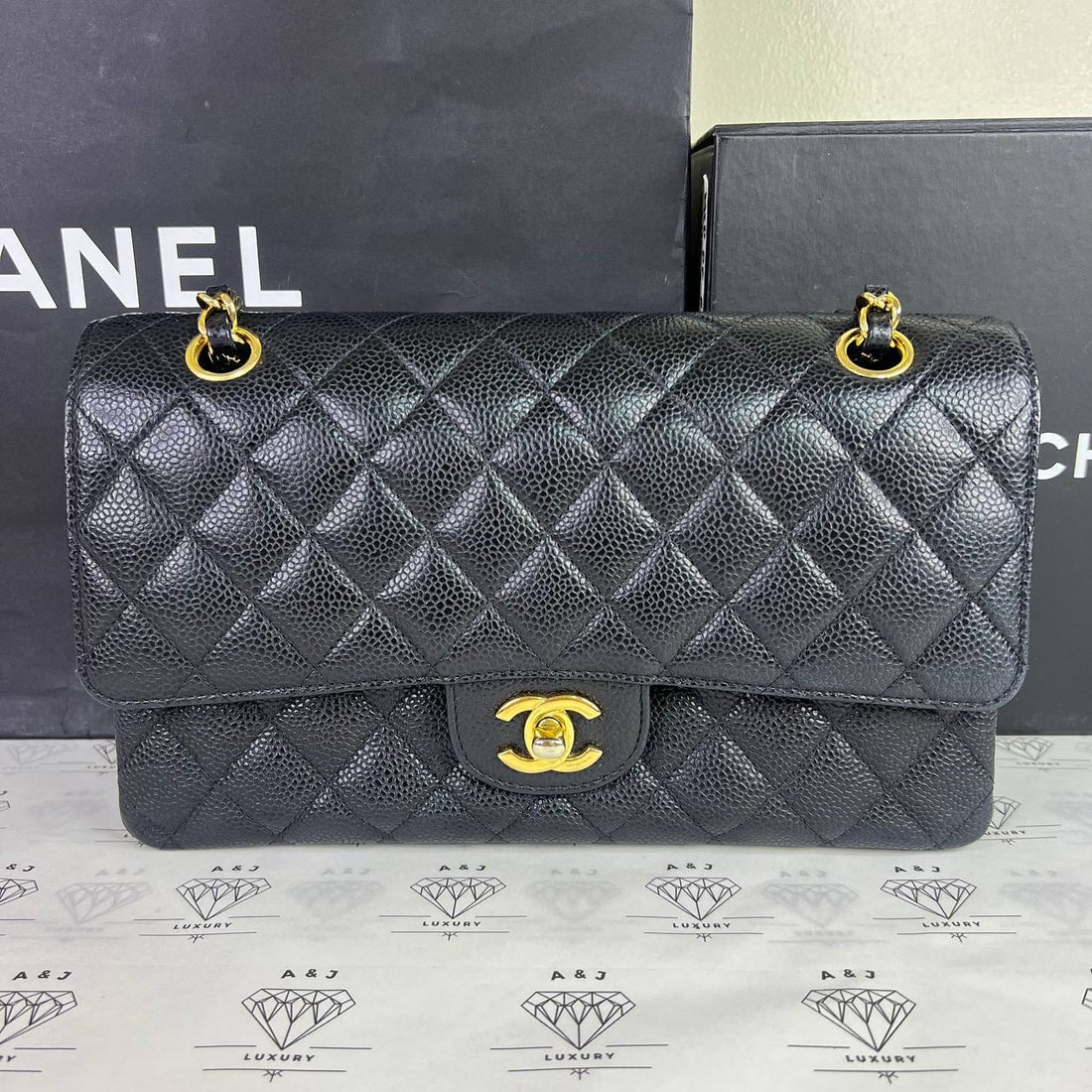 [PRE LOVED] Chanel Classic Medium Double Flap in Black Caviar Leather GHW (Series 15)