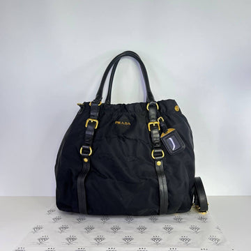 [PRE LOVED] Prada Tessuto Two Way Bag in Black Nylon GHW