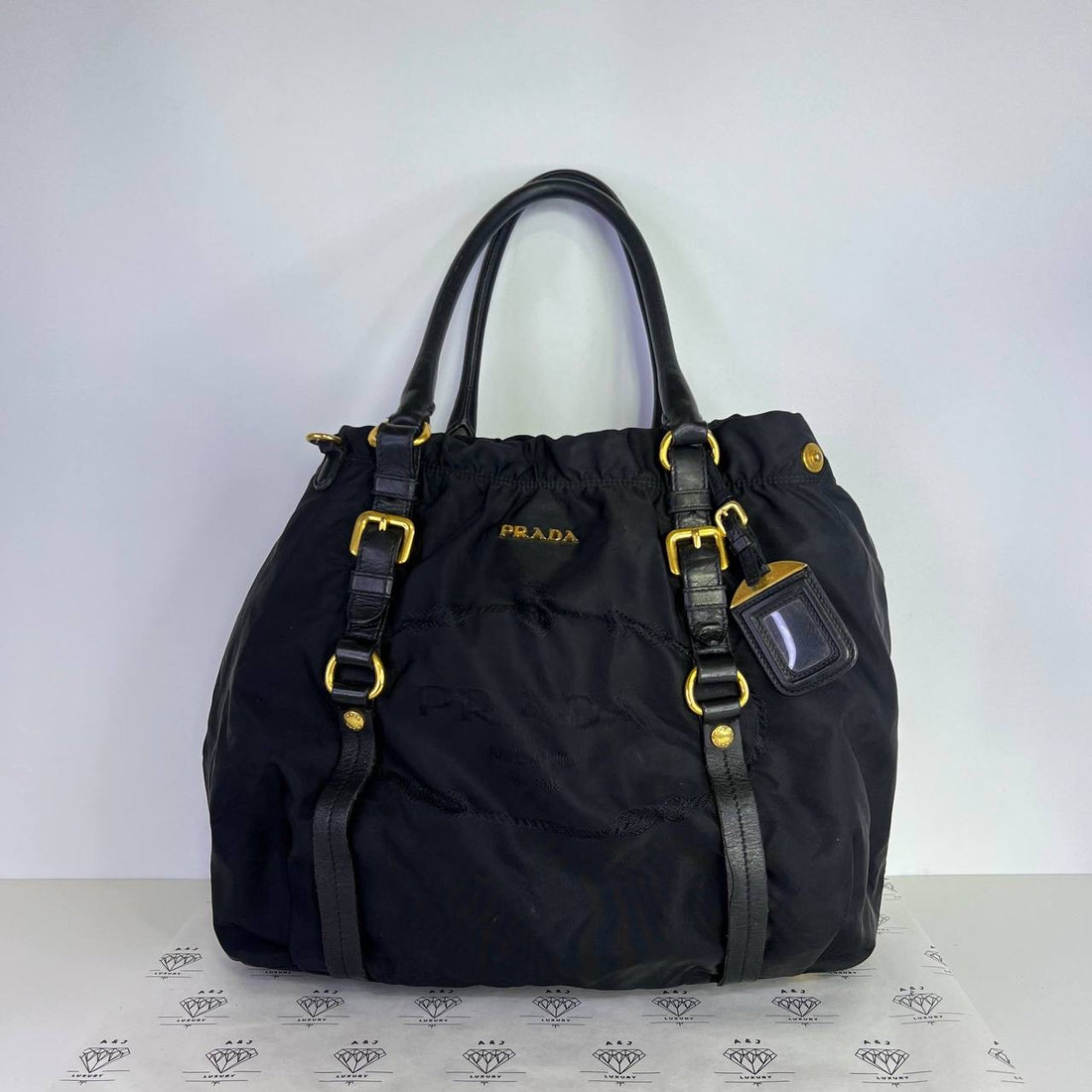 [PRE LOVED] Prada Tessuto Two Way Bag in Black Nylon GHW