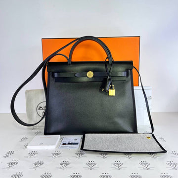 [PRE LOVED] Hermes Herbag Zip 31 in Black Vache Hunter Leather GHW (Stamp K - 2025)