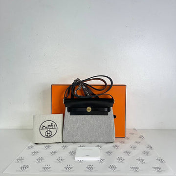 [PRE LOVED] Hermes Mini Herbag Zip 20 in Black/Toile GHW (Stamp K - 2025)