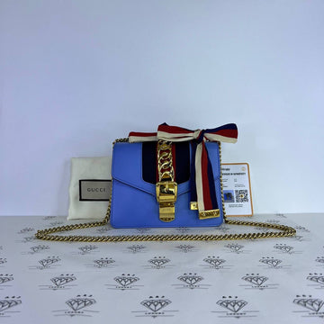 [PRE LOVED] Gucci Sylvie Mini Chain Sling in Blue GHW