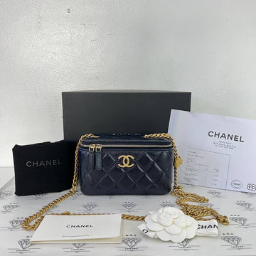 [PRE LOVED] Chanel 22K Collection Vanity Adjustable Chain in Blue Lambskin Leather GHW (microchipped)