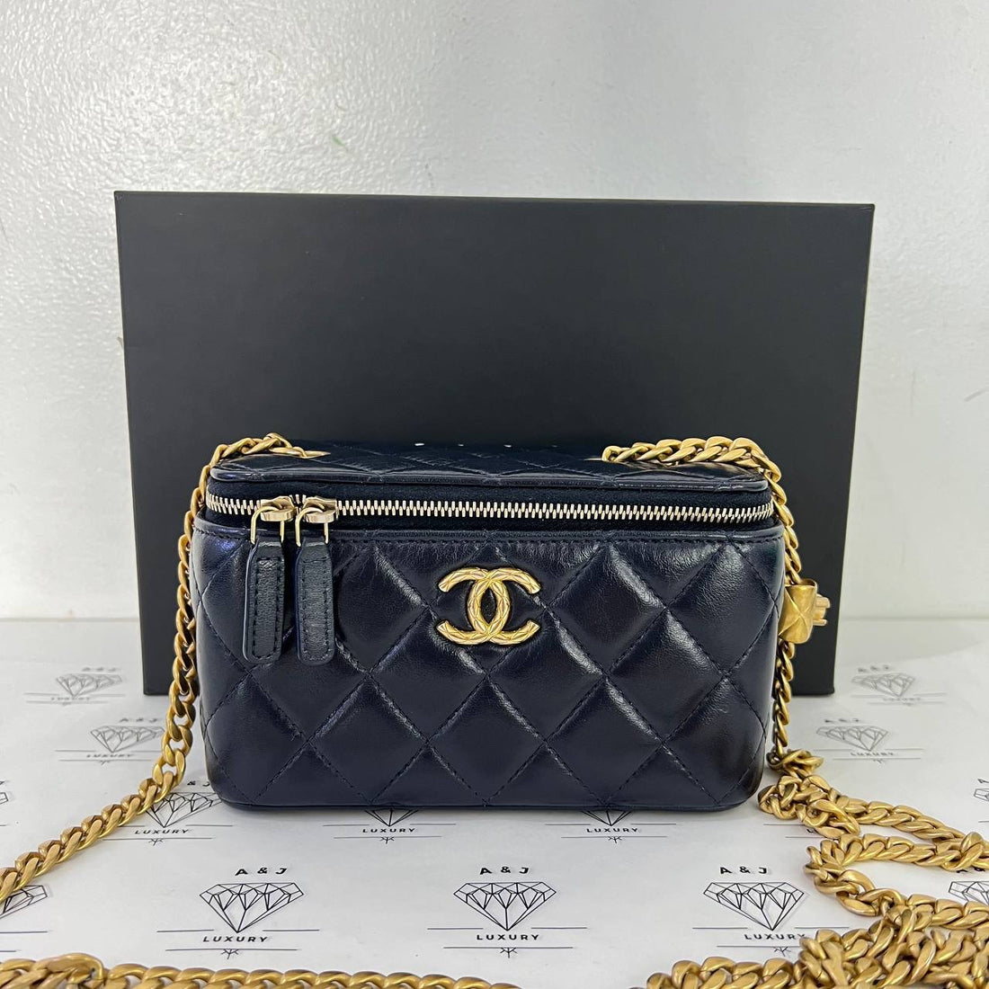 [PRE LOVED] Chanel 22K Collection Vanity Adjustable Chain in Blue Lambskin Leather GHW (microchipped)