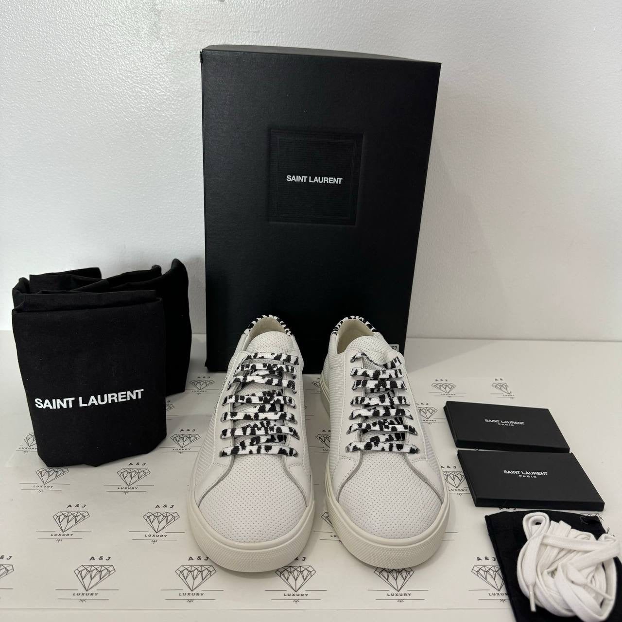 [PRE LOVED] Yves Saint Laurent Andy Perforated Sneakers in White Size 38EU