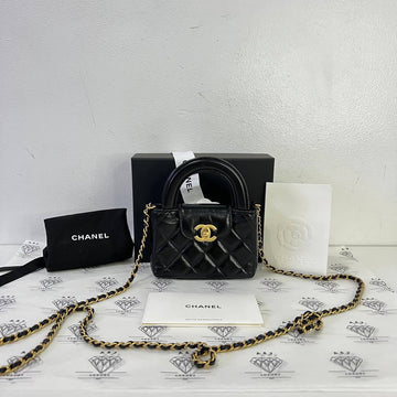 [PRE LOVED] Chanel Nano Kelly in Black Aged Calfskin Leather GHW (microchipped)