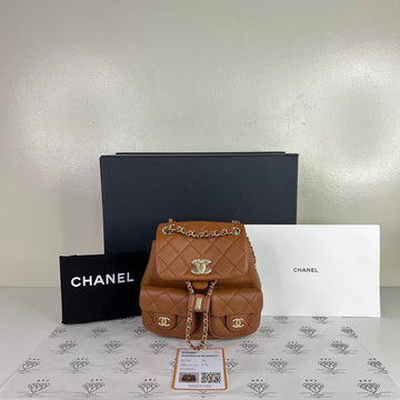 [PRE LOVED] Chanel Mini Backpack in Caramel Calfskin Leather GHW (microchipped)