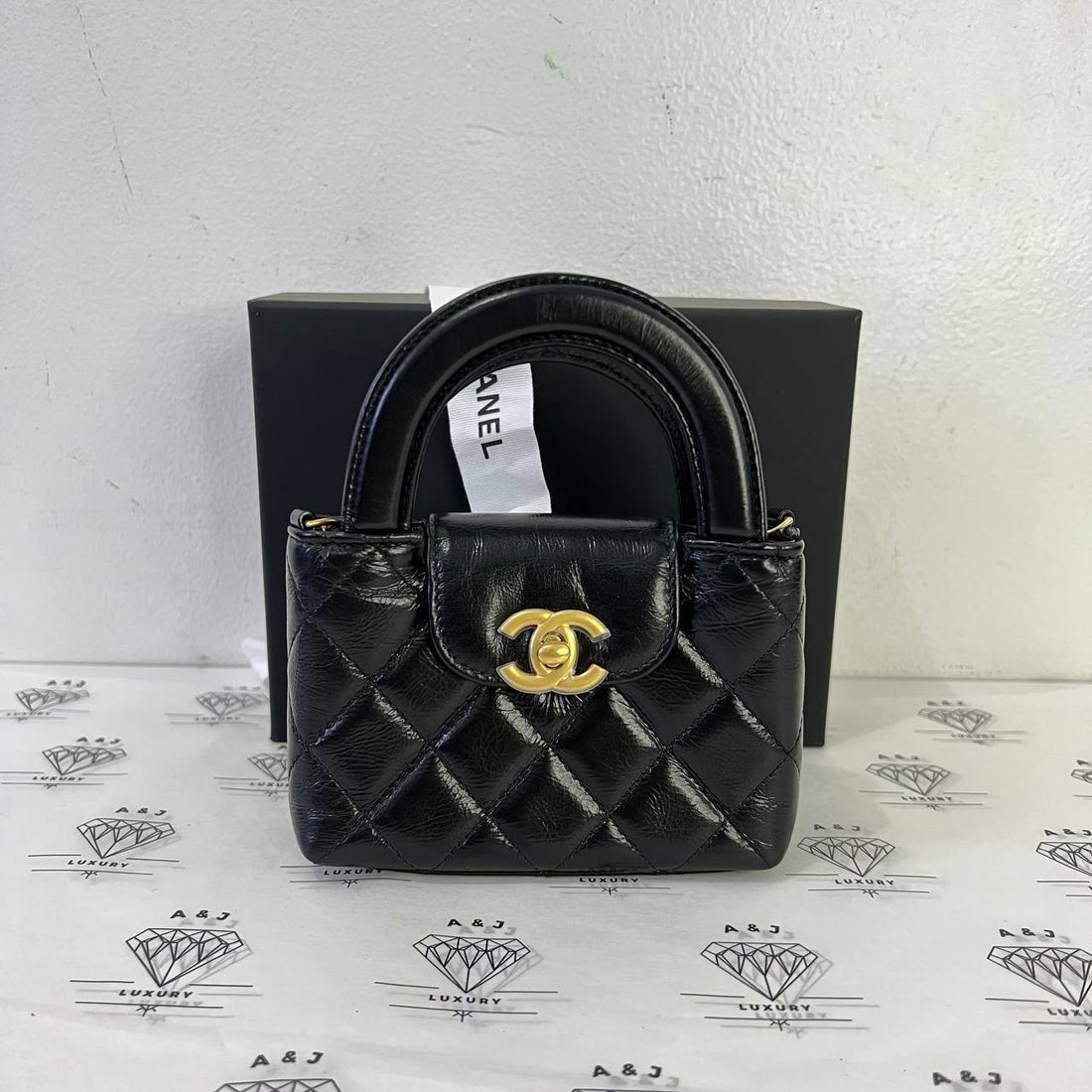 [PRE LOVED] Chanel Nano Kelly in Black Aged Calfskin Leather GHW (microchipped)