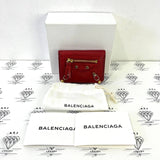 [PRE LOVED] Balenciaga Mini Trifold Compact Wallet in Red GHW