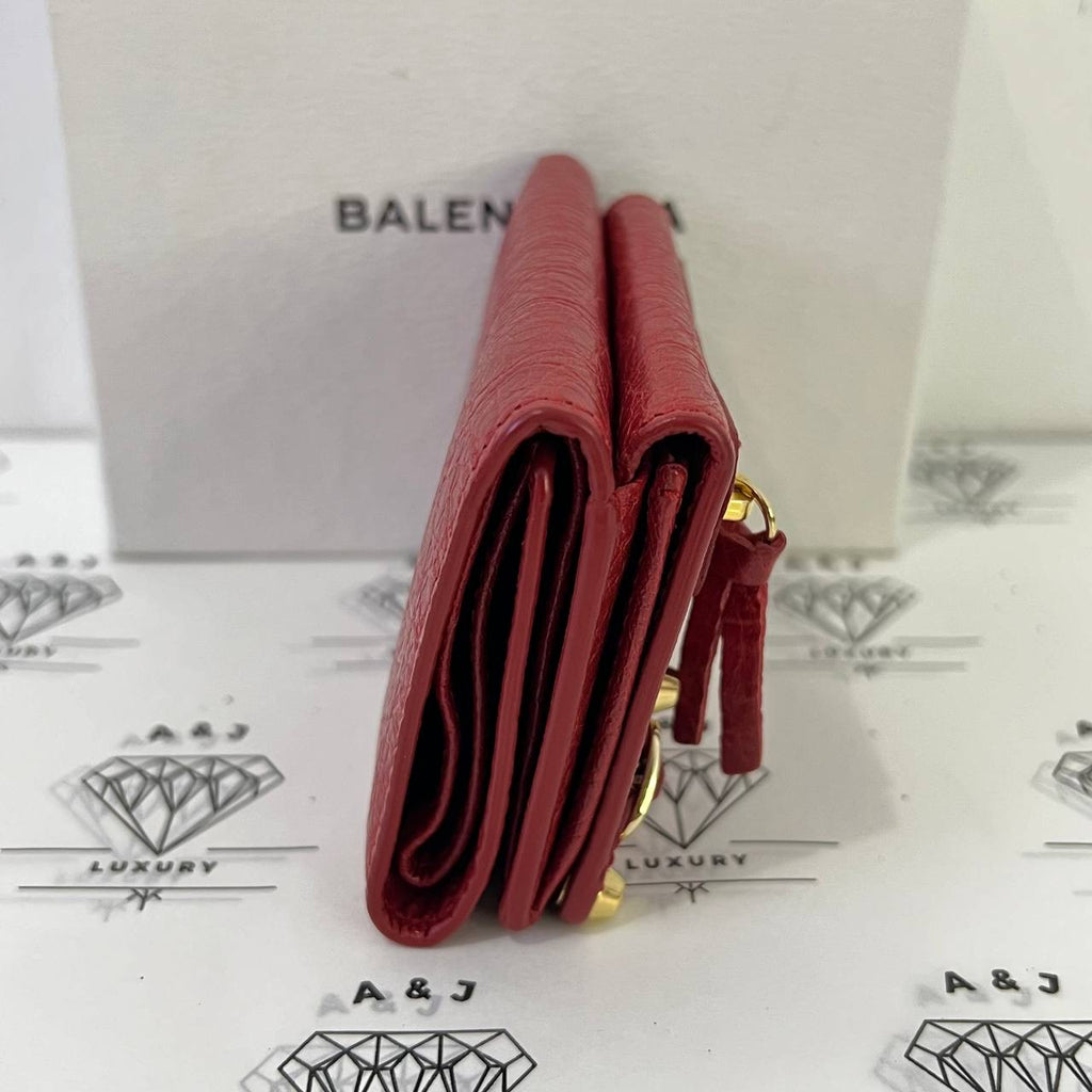 [PRE LOVED] Balenciaga Mini Trifold Compact Wallet in Red GHW