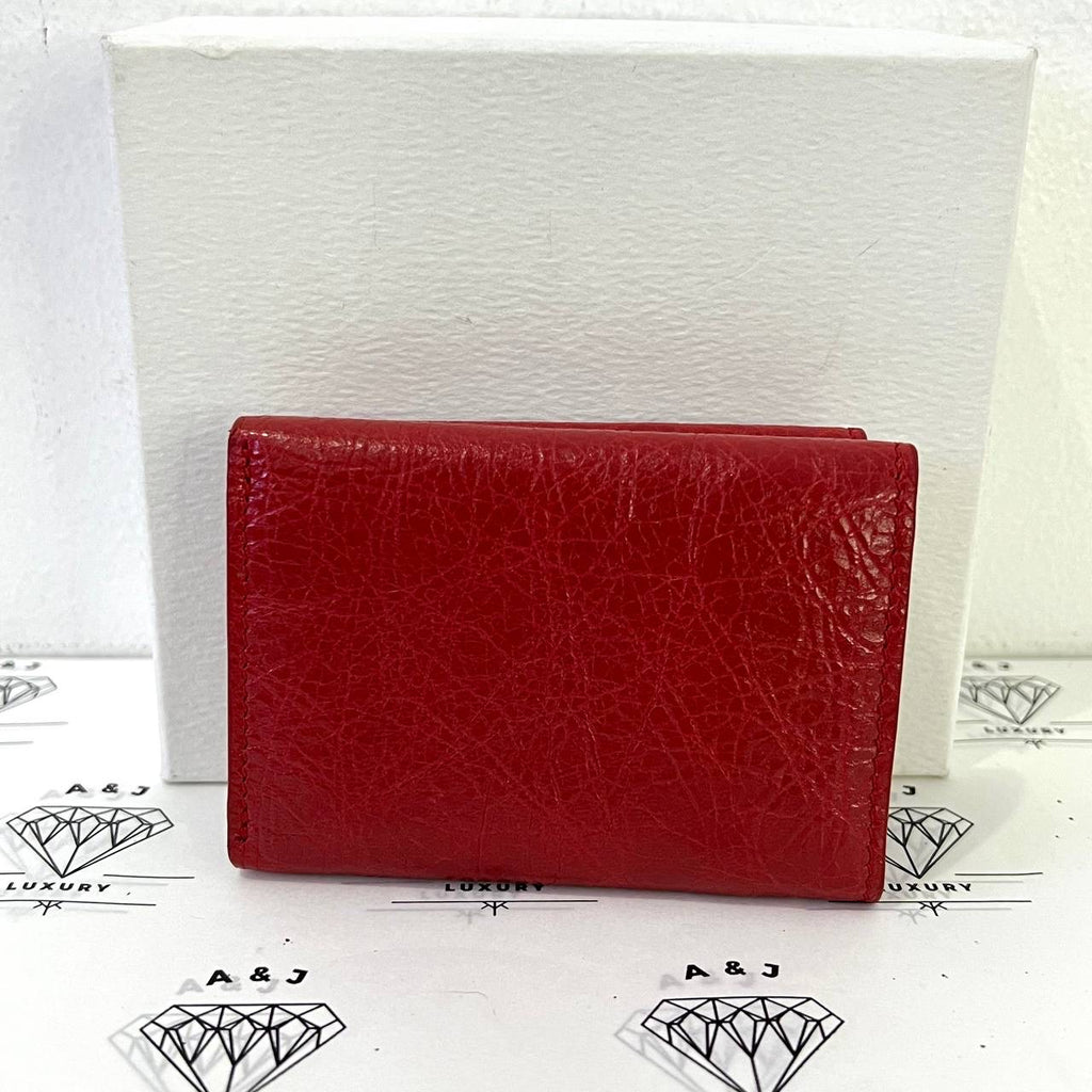 [PRE LOVED] Balenciaga Mini Trifold Compact Wallet in Red GHW