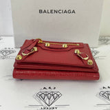 [PRE LOVED] Balenciaga Mini Trifold Compact Wallet in Red GHW