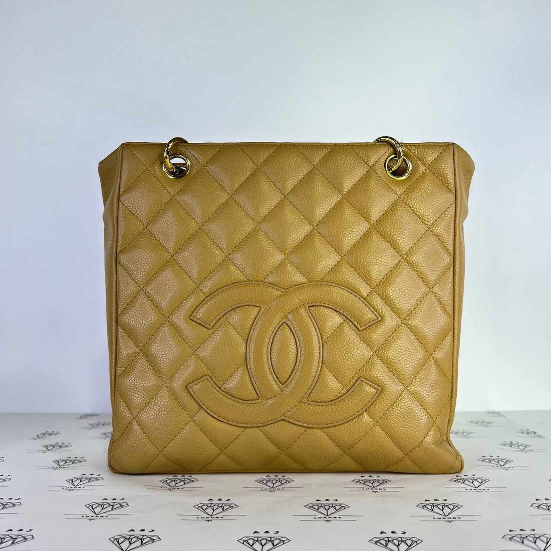 [PRE LOVED] Chanel Petite Shopping Tote (PST) in Caramel Caviar Leather GHW (Series 8)
