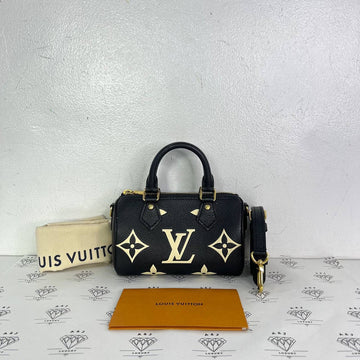 [PRE LOVED] Louis Vuitton Nano Speedy in Black/Creme Empreinte Leather (microchipped)