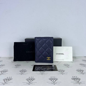 [PRE LOVED] Chanel Bifold Cardholder in Navy Blue Caviar Leather GHW (Series 22)