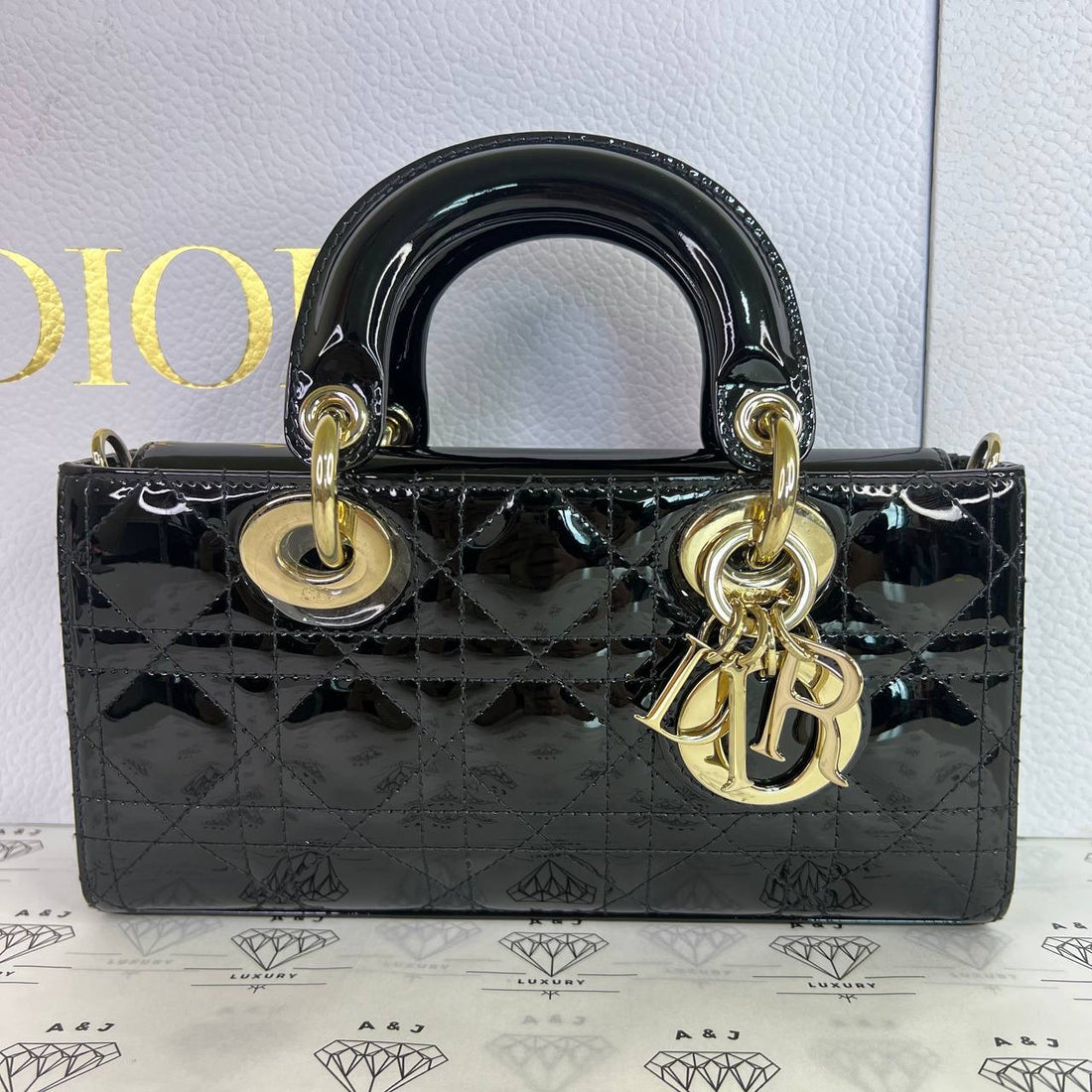 [PRE LOVED] Christian Dior Small D-joy in Black Patent Leather GHW