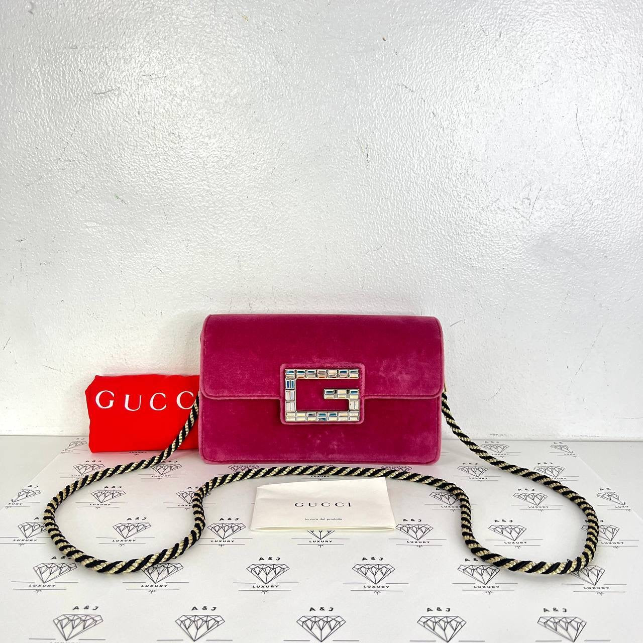 [PRE LOVED] Gucci G Shoulder Bag in Pink Suede Leather GHW