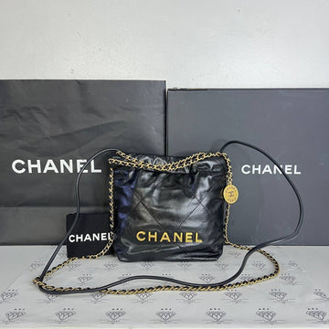 [PRE LOVED] Chanel Mini C22 in Black Shiny Calfskin Leather GHW (microchipped)