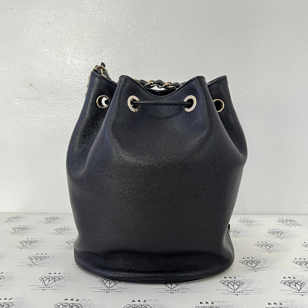 [PRE LOVED] Chanel Deauville Bucket Bag in Black Caviar GHW (Series 29)