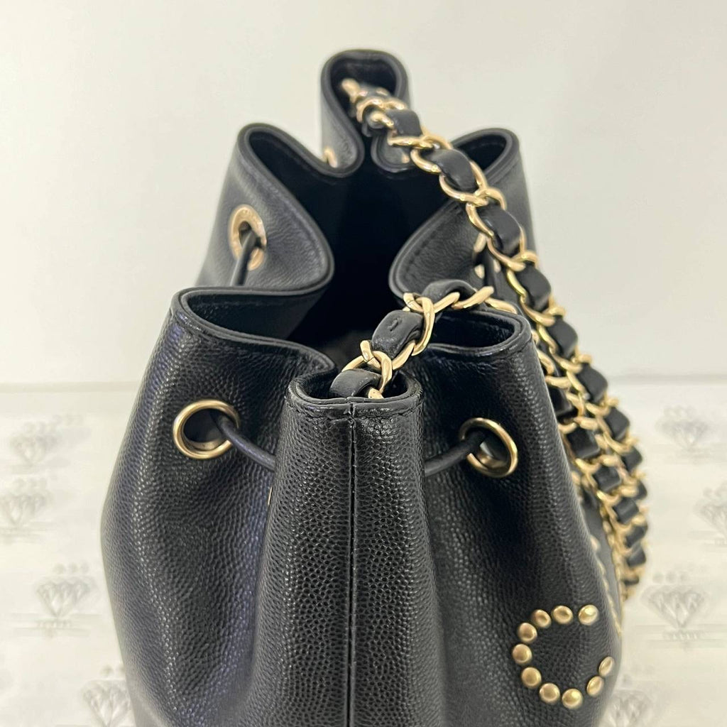 [PRE LOVED] Chanel Deauville Bucket Bag in Black Caviar GHW (Series 29)