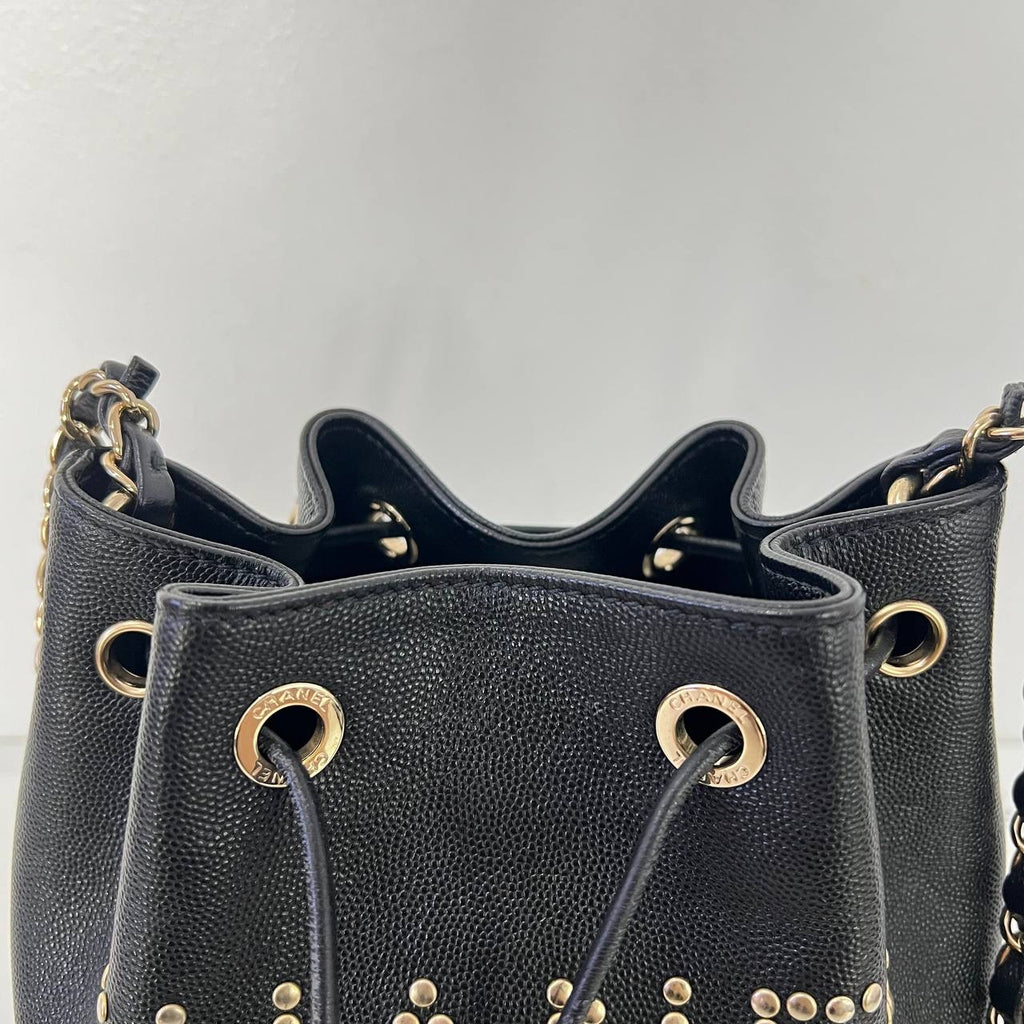 [PRE LOVED] Chanel Deauville Bucket Bag in Black Caviar GHW (Series 29)