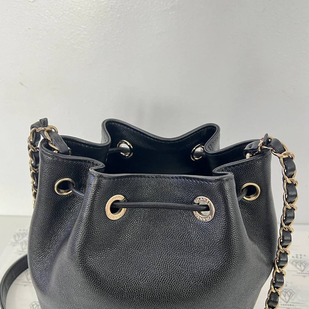 [PRE LOVED] Chanel Deauville Bucket Bag in Black Caviar GHW (Series 29)