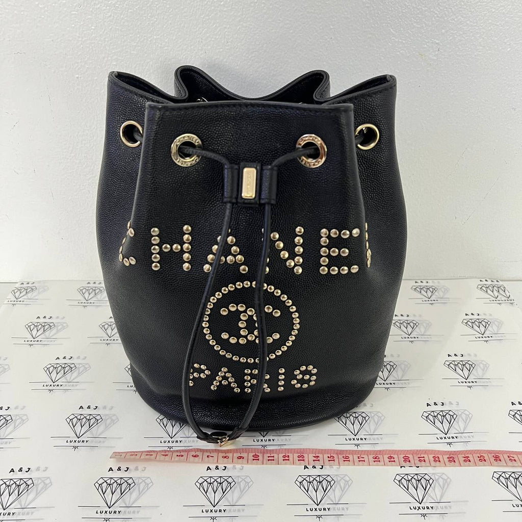 [PRE LOVED] Chanel Deauville Bucket Bag in Black Caviar GHW (Series 29)