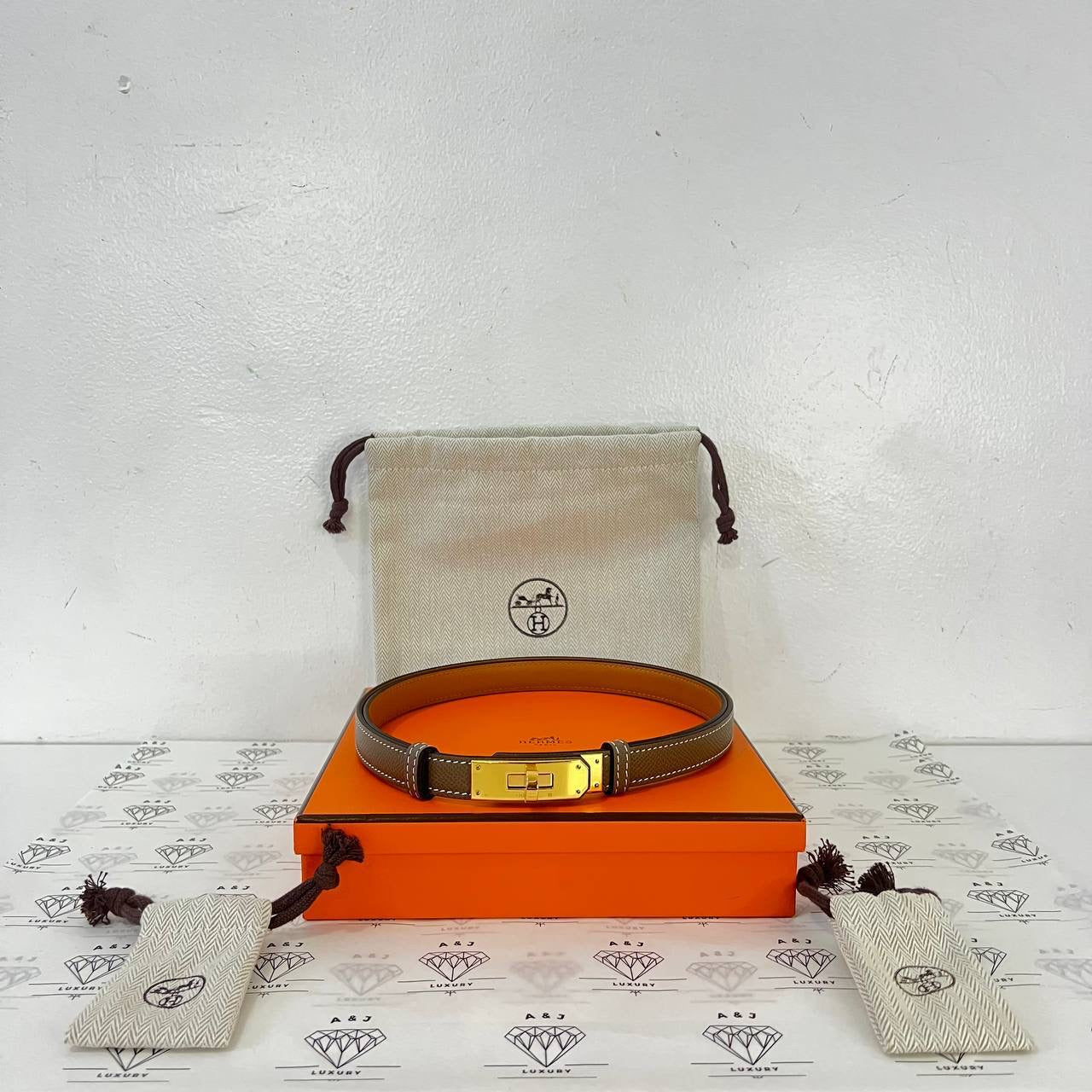 [BRAND NEW] Hermes Kelly Belt in Etoupe GHW (Stamp B - 2023)