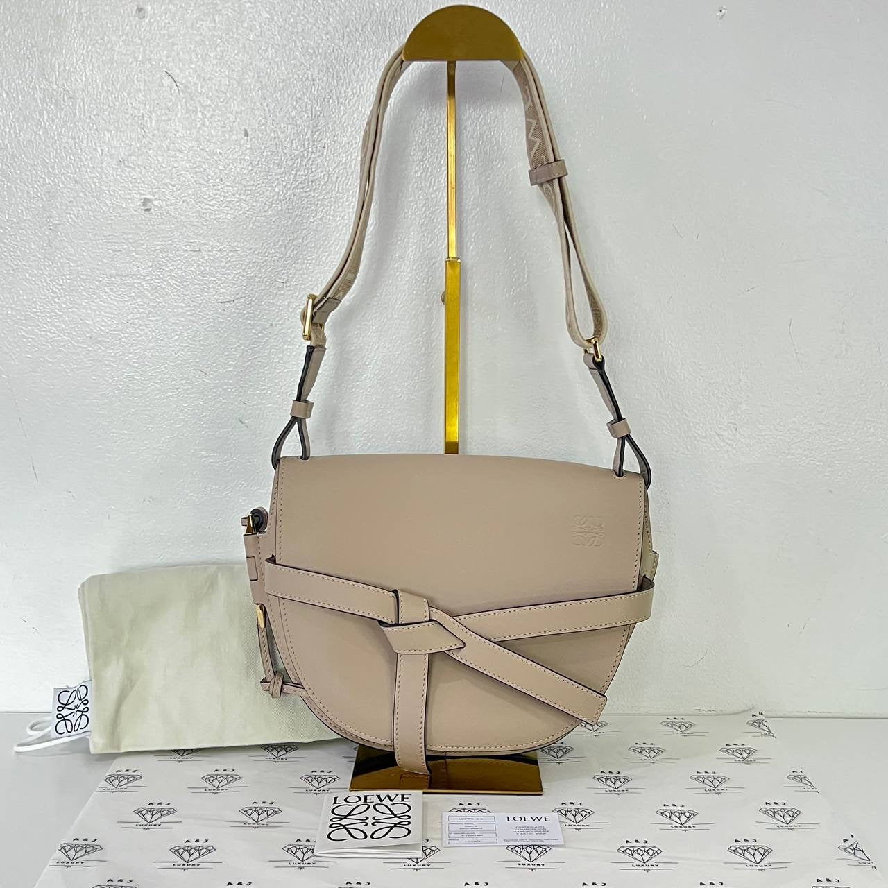 [PRE LOVED] Loewe Small Gate in Sand Soft Calfskin Leather GHW