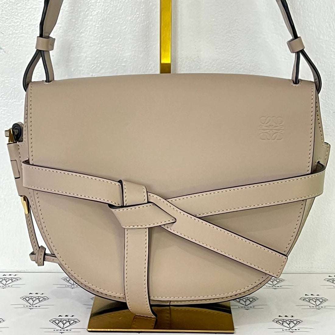 [PRE LOVED] Loewe Small Gate in Sand Soft Calfskin Leather GHW