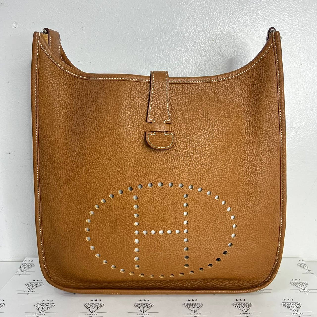 [PRE LOVED] Hermes Evelyne PM III in Gold Clemence Leather PHW (Stamp T - 2015)