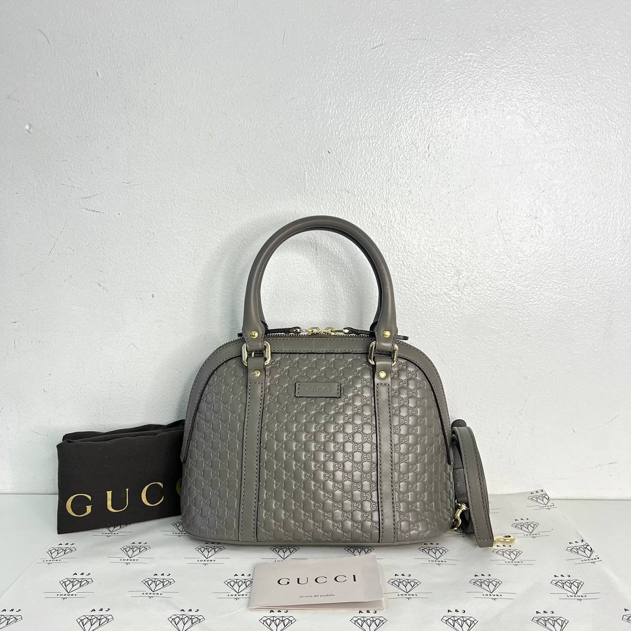 [PRE LOVED] Gucci Guccissima Dome Top Handle in Gray GHW