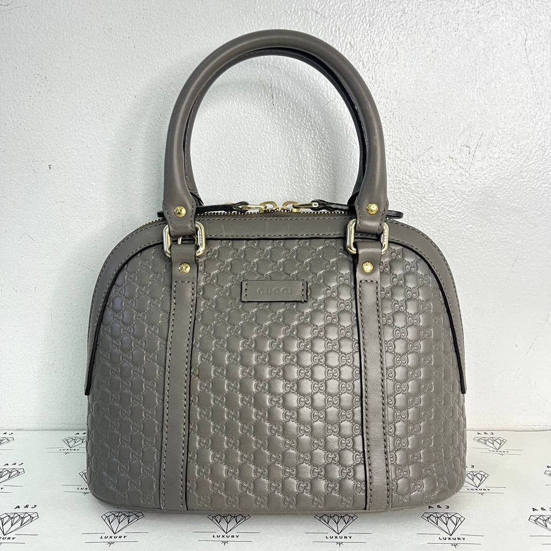 [PRE LOVED] Gucci Guccissima Dome Top Handle in Gray GHW