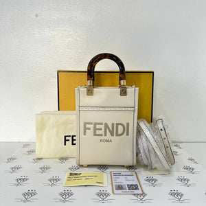 [PRE LOVED] Fendi Mini Sunshine Shopper Tote in White GHW