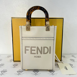 [PRE LOVED] Fendi Mini Sunshine Shopper Tote in White GHW