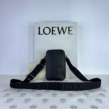 [PRE LOVED] Loewe Vertical Crossbody Pocket Bag in Black Calfskin Leather SHW