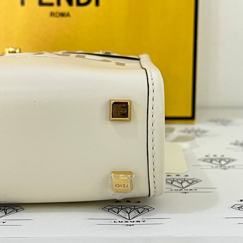 [PRE LOVED] Fendi Mini Sunshine Shopper Tote in White GHW