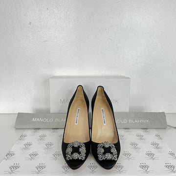 [PRE LOVED] Manolo Blahnik Hangisi 105 in Black Satin Size 38.5EU