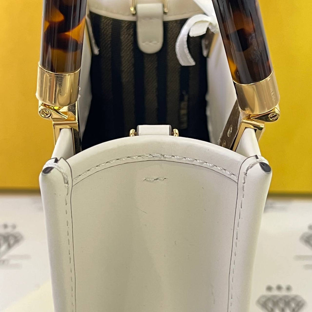 [PRE LOVED] Fendi Mini Sunshine Shopper Tote in White GHW