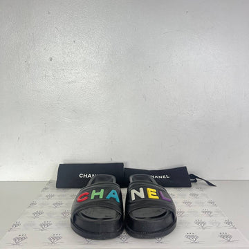 [PRE LOVED] Chanel Logo Mules in Black Size 37EU