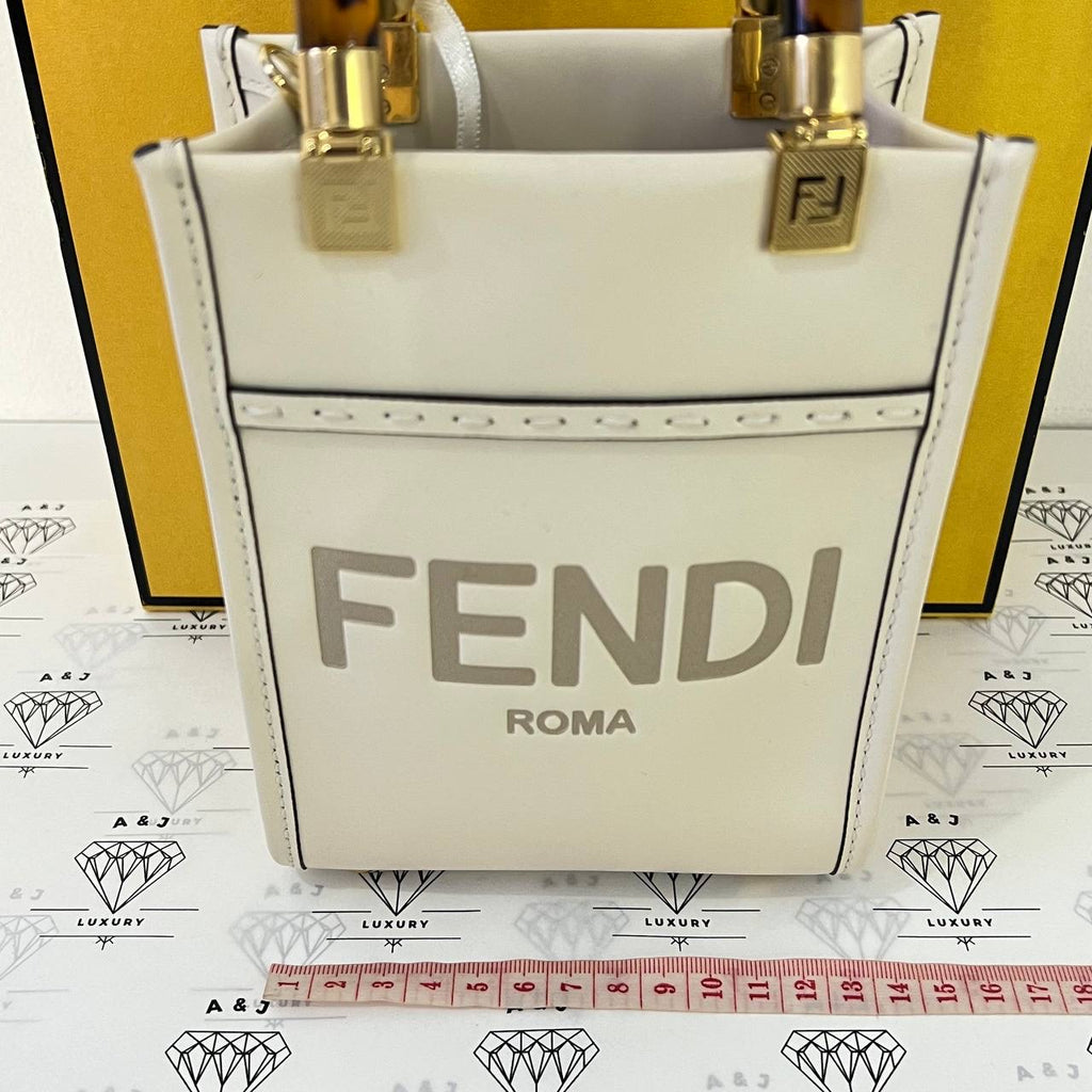 [PRE LOVED] Fendi Mini Sunshine Shopper Tote in White GHW