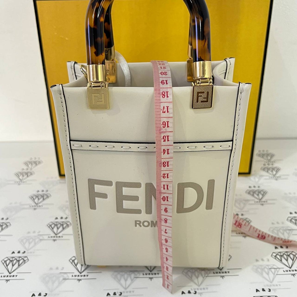 [PRE LOVED] Fendi Mini Sunshine Shopper Tote in White GHW