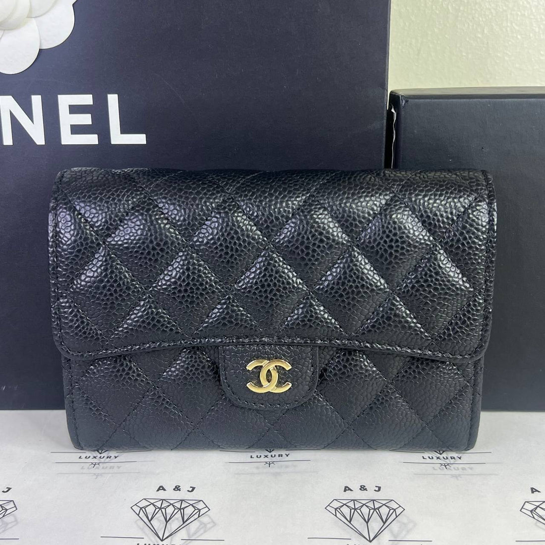 [PRE LOVED] Chanel Medium Flap Cardholder in Black Caviar GHW (Series 25)