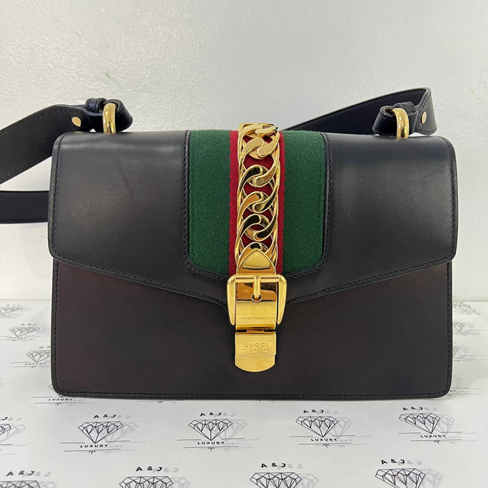 [PRE LOVED] Gucci Small Sylvie Shoulder Bag in Black Leather GHW